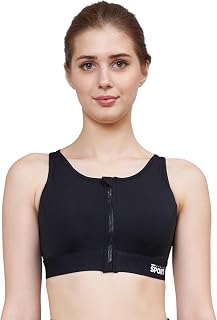 PLUMBURY Polyamide Women's Padded Front Zip High Support Racerback Adjustable Sports Bra Price In India