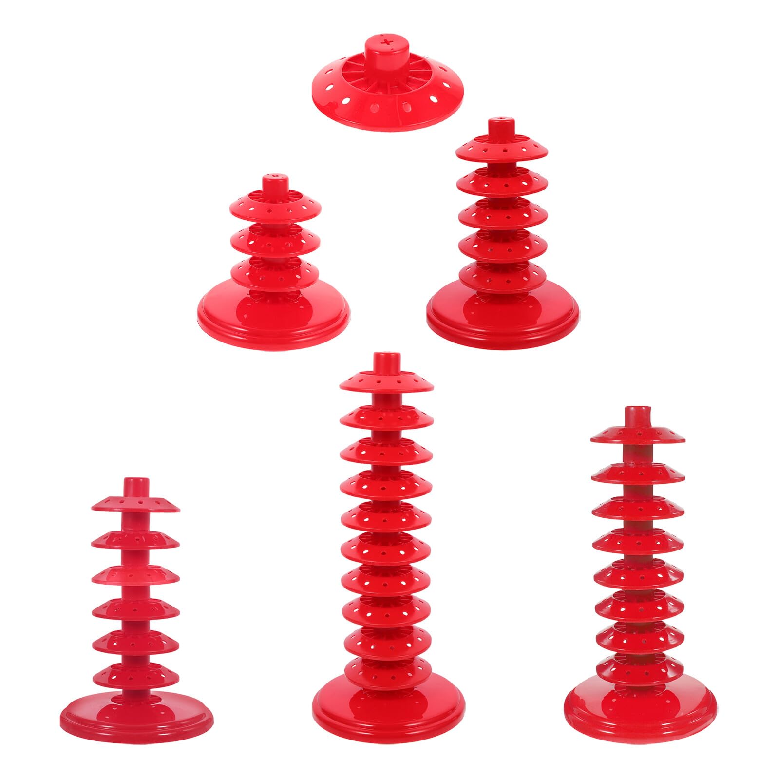 Présentoir à sucettes en plastique rouge réglable multi-niveaux pour gâteaux de fête x6