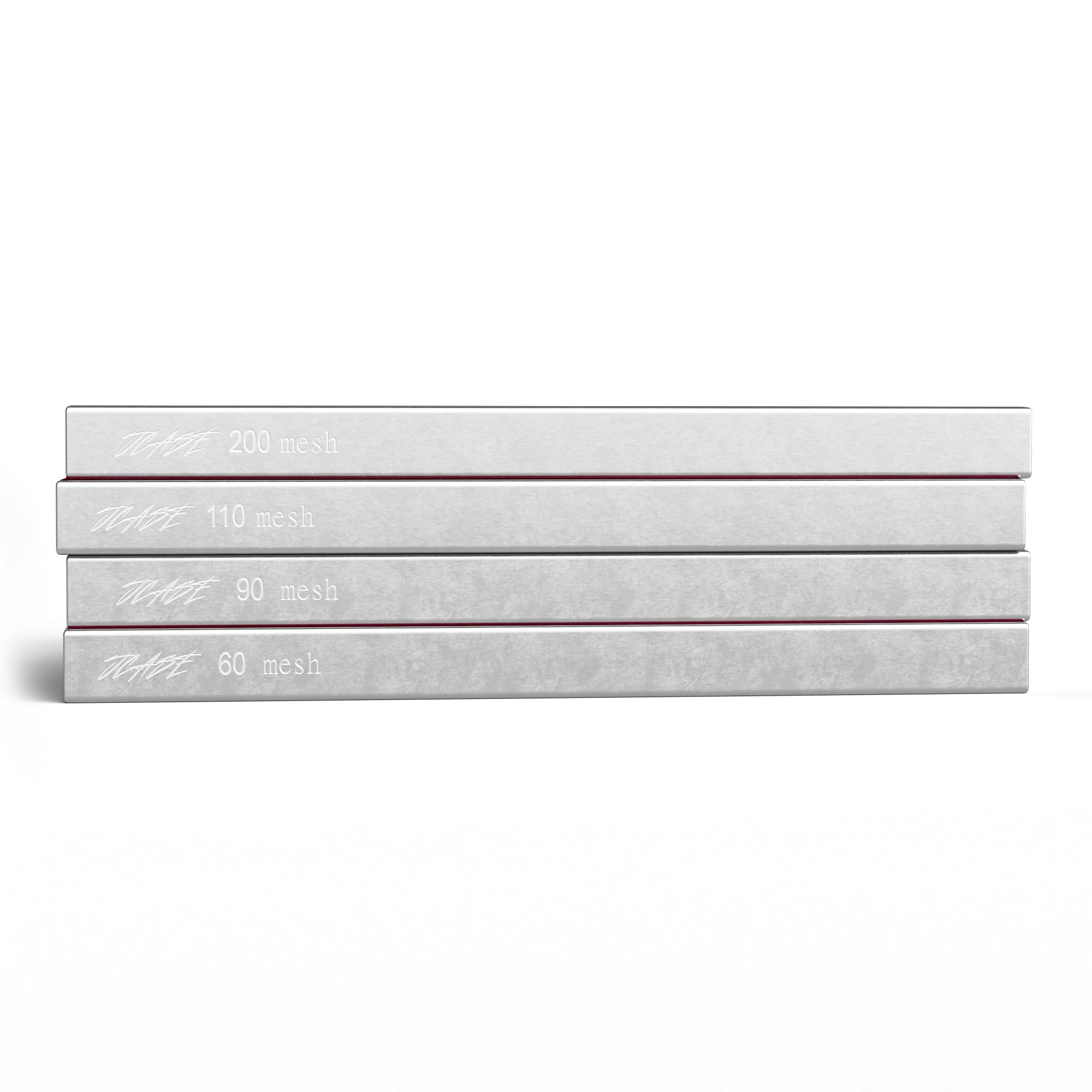 Drysift - Juego de colador seco de 4 piezas con marco de aluminio resistente y pantalla de poliéster | Malla de 60, 90, 110, 200 (250, 165, 149, 75 micrones) | Tamaño: 40 x 30 x 3 cm