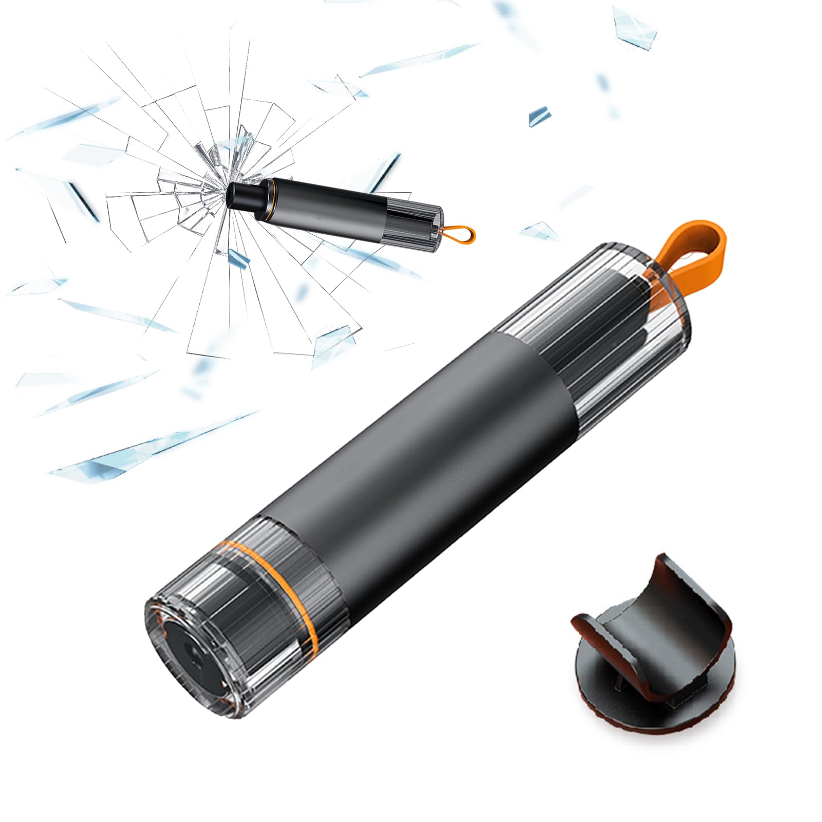 Wanheart Notfallhammer Auto mit Gurtschneider, 2 In 1 Gurtschneider Notfallhammer, Tragbarer Autoglas Zertrümmert Nothammer, Sicherheitshammer mit Gurtmesser fürs Auto Bus (Dunkelgrau)