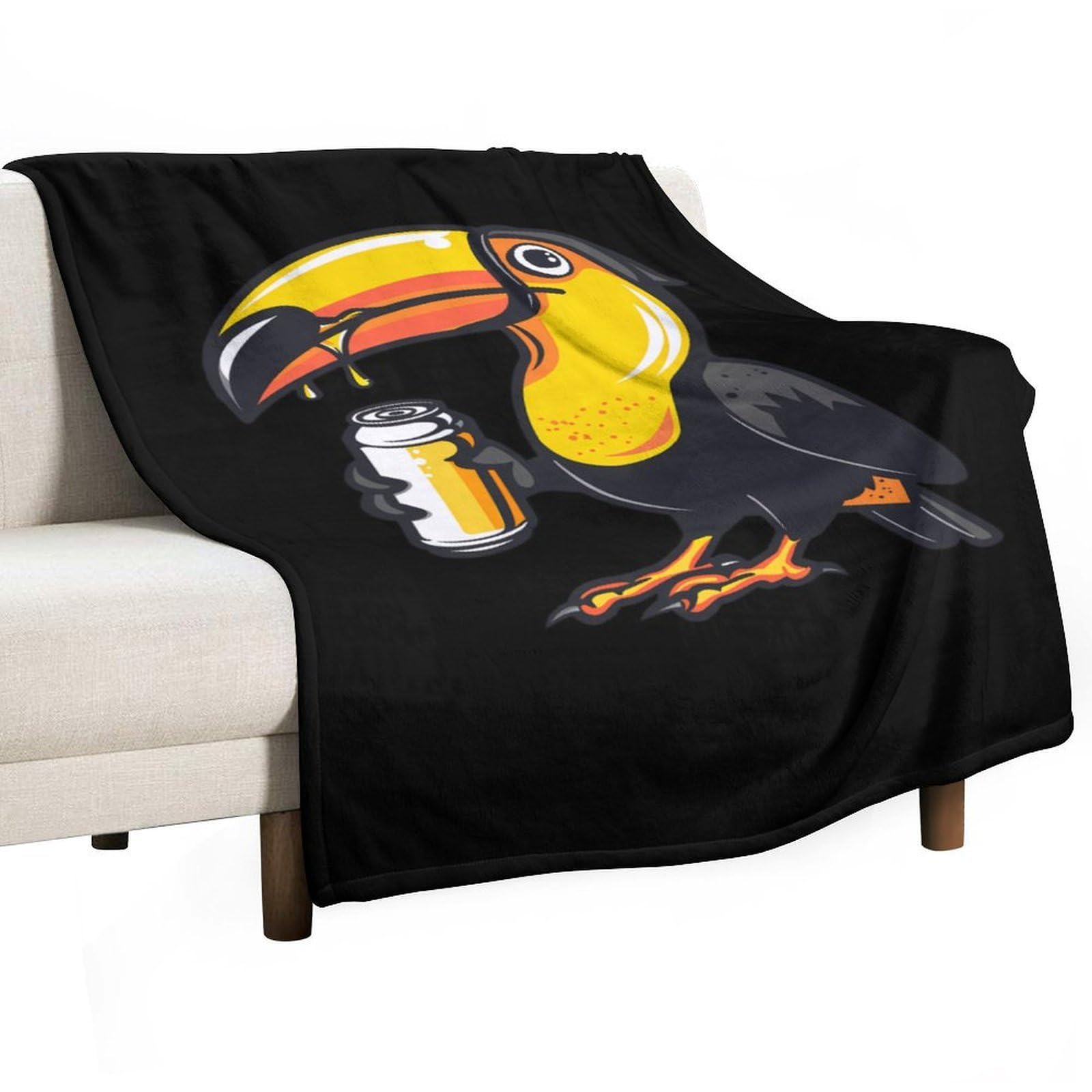 CGSBNGHA Toucan Beer Drinking Tropical Bird Flannel Fleece Blanket Lightweight Soft Throw Blankets for Sofa Couch Bed Chair