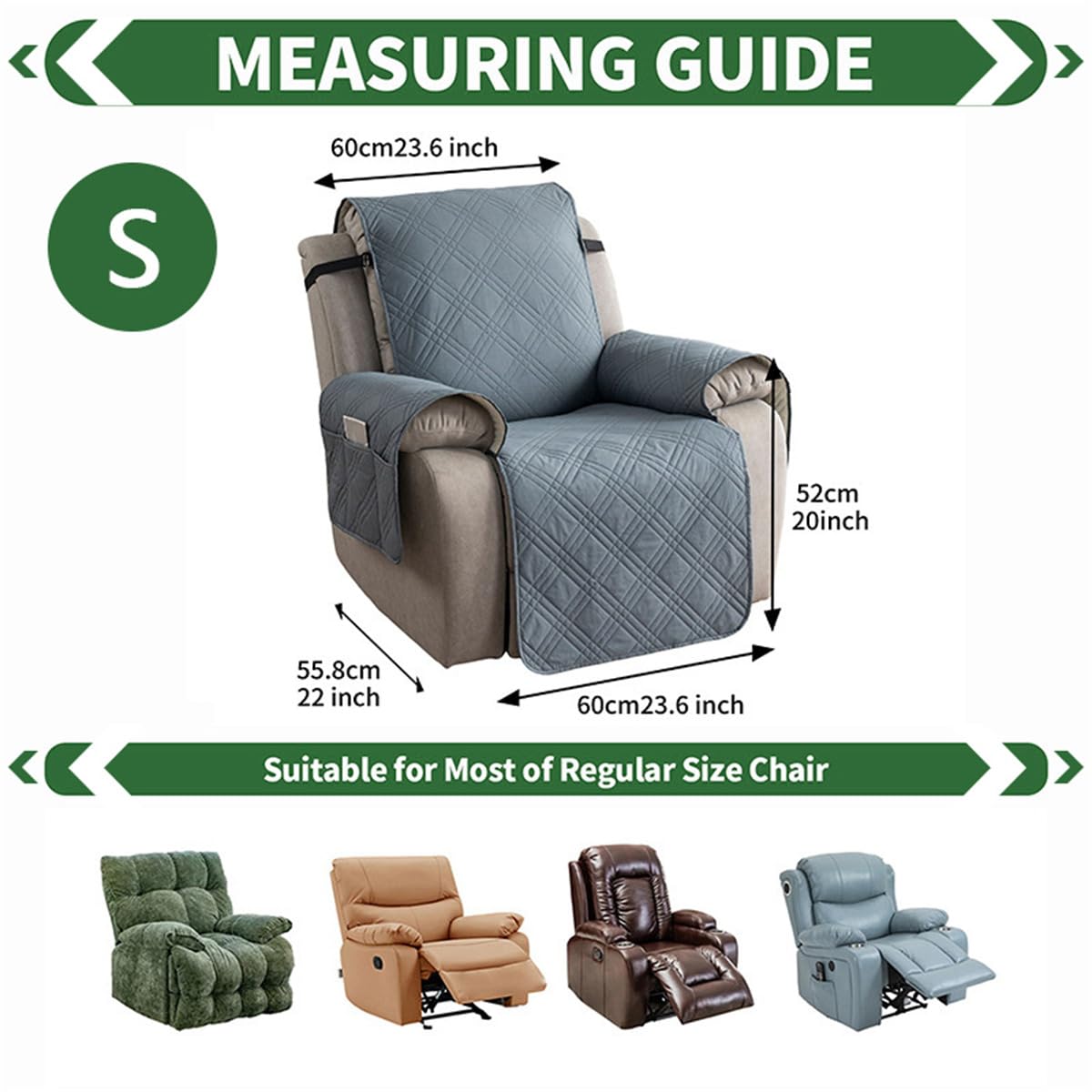Fansu Funda de Sillón Relax de Impermeable 1 Plaza, Funda Cubre sofá Sillón Relax Reclinable, Sofá Protector para niños, Mascotas, Perros, Gatos (Chocolate,M: 71cm)