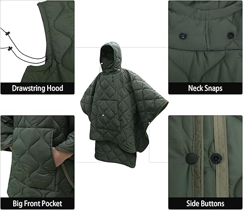 Vista 184 de LOOGU Manta de camuflaje con aislamiento impermeable para acampar al aire libre, senderismo, caza, supervivencia, mochilero, picnic Alpha Green