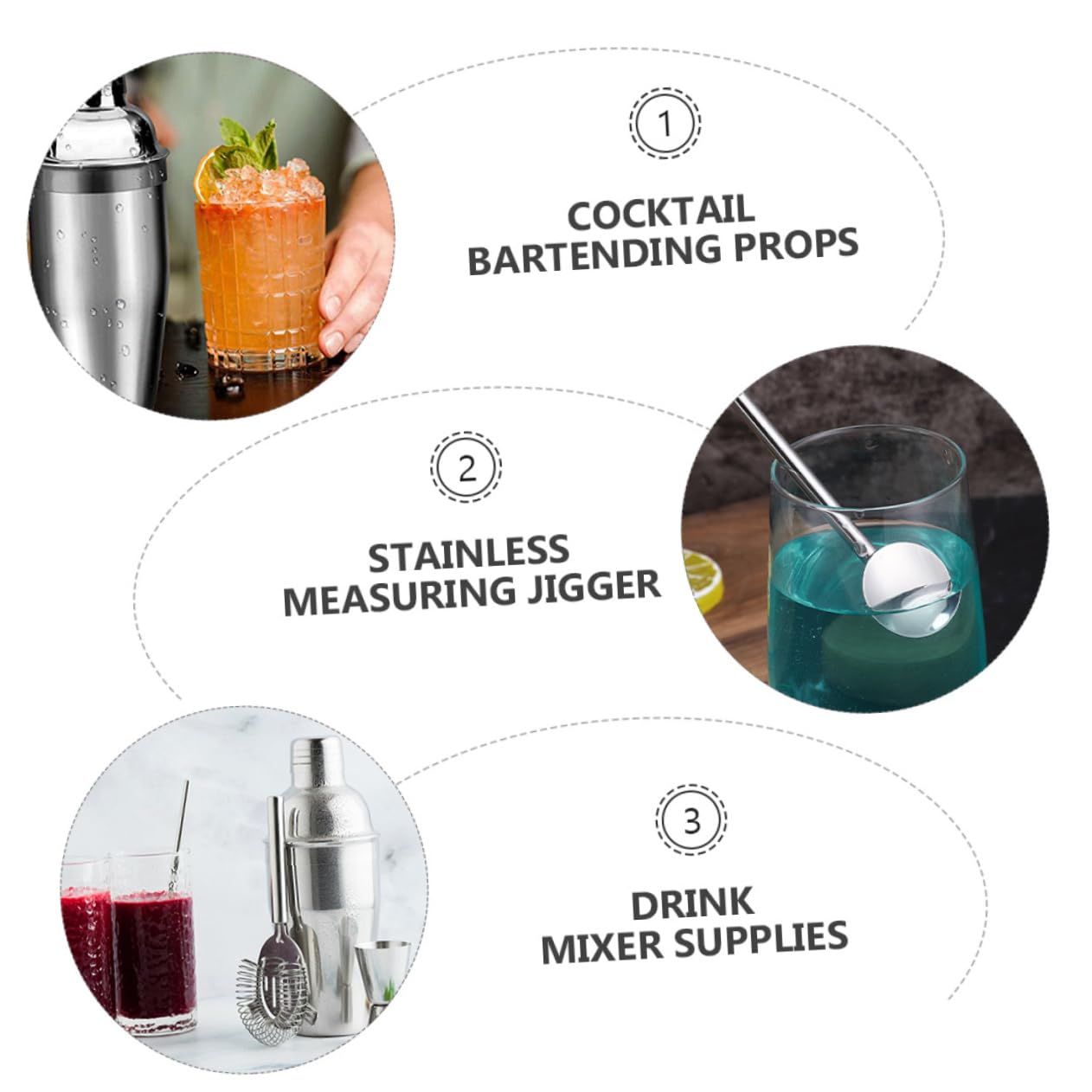 5piezas Coctelera Profesional De Acero Inoxidable Jigger y Colador Herramientas para Bar y Cocktails para Fiestas y Uso Restaurante