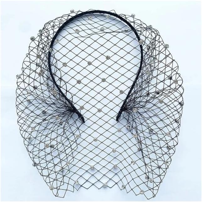 Sluiers Hoofdband Bruids Tule Kristallen Vogelkooi Zwarte Bruidssluier Gezicht Netto Masker Haar Bruiloftssluier Elegante Bruidssluier Tule