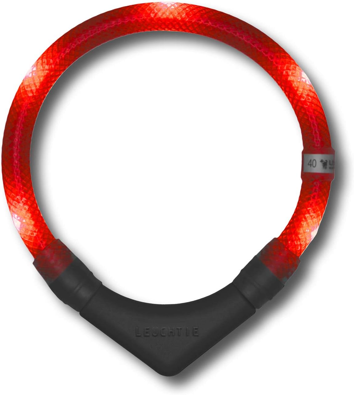 LEUCHTIE® Light Collar Plus Red Size 37.5 I LED Collar for Dogs I 100 Hours Light Time I Waterproof I Extremely Bright