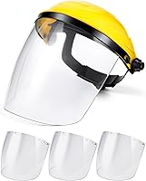 Vista 9 de Escudo facial de seguridad para moler y cortar con 3 piezas de visera transparente resistente a los impactos, máscara de cara completa con casco