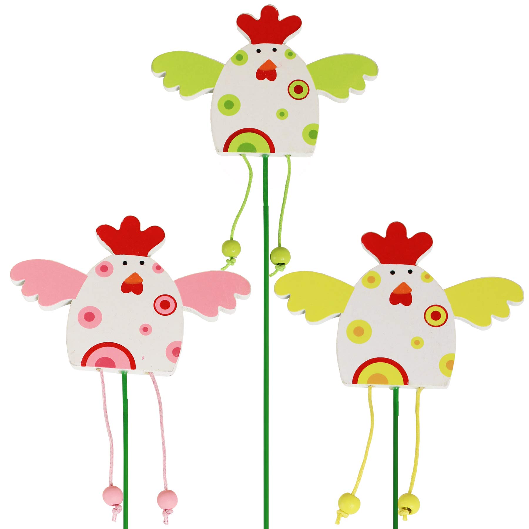 Widdle Springtime Set 3 MDF Chicken Picks - Easter Art Deco Decorations for Bunnies, Tree, Eggs, Wreaths