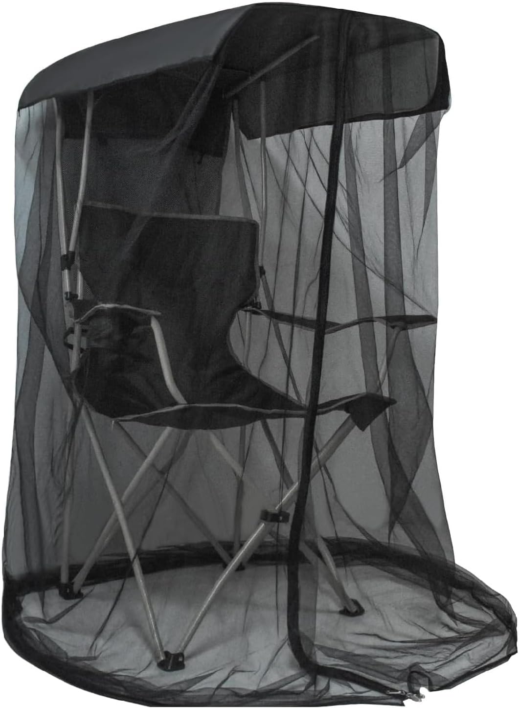 Black Portable Camping Chair Mosquito net, Outdoor Sunshade and Mosquito net Set with Zippered mesh Netting, Suitable for Fishing, Camping, and Other Outdoor Activities (Chair not Included).