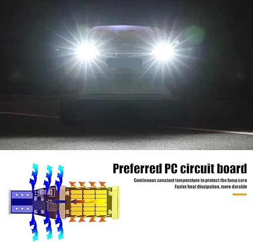 Miniatura 6 de CANBUS - 4 luces de freno T15 para automóvil, 4014-45SMD 6500K 360 grados de alto brillo, señal de giro de luz de marcha atrás, decodificada sin