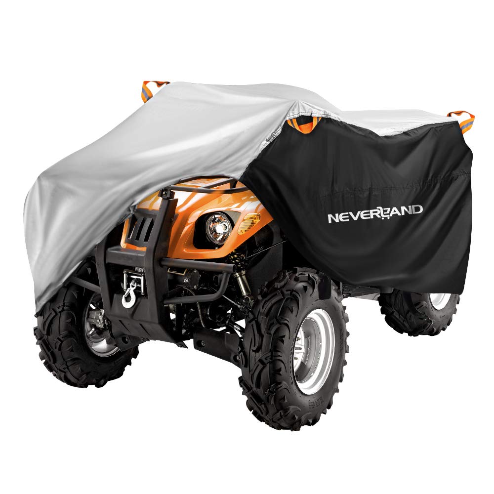 NEVERLAND Housse Quad Imperméable Exterieur Bache Quad Double Face Disponible avec Bandes Réfléchissantes Imperméable Coupe-Vent Anti-UV Noir Argent 256 * 110 * 120cm | Bâche Quad Deux Faces Disponibles Contre la Neige Pluie UV Poussière Extérieur