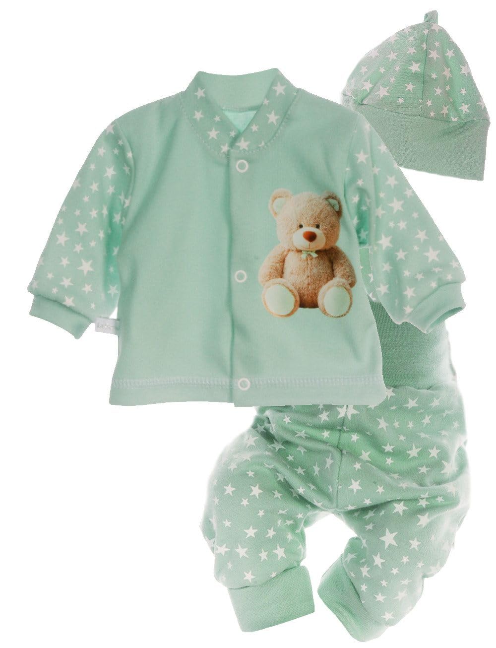Baby Bekleidungsset 3-teilig Shirt Mitwachshose Mütze Neugeborenen Erstausstattung Unisex – Baumwolle Outfit für Jungen und Mädchen