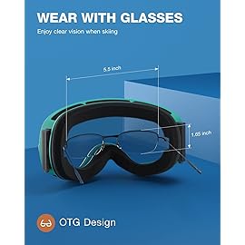 ZIONOR X Ski Snowboard Snow Goggles OTG Design for Men Women Adult with Spherical Detachable Lens UV Protection Anti-fog (MatteGreen Frame Revo Green Lens)