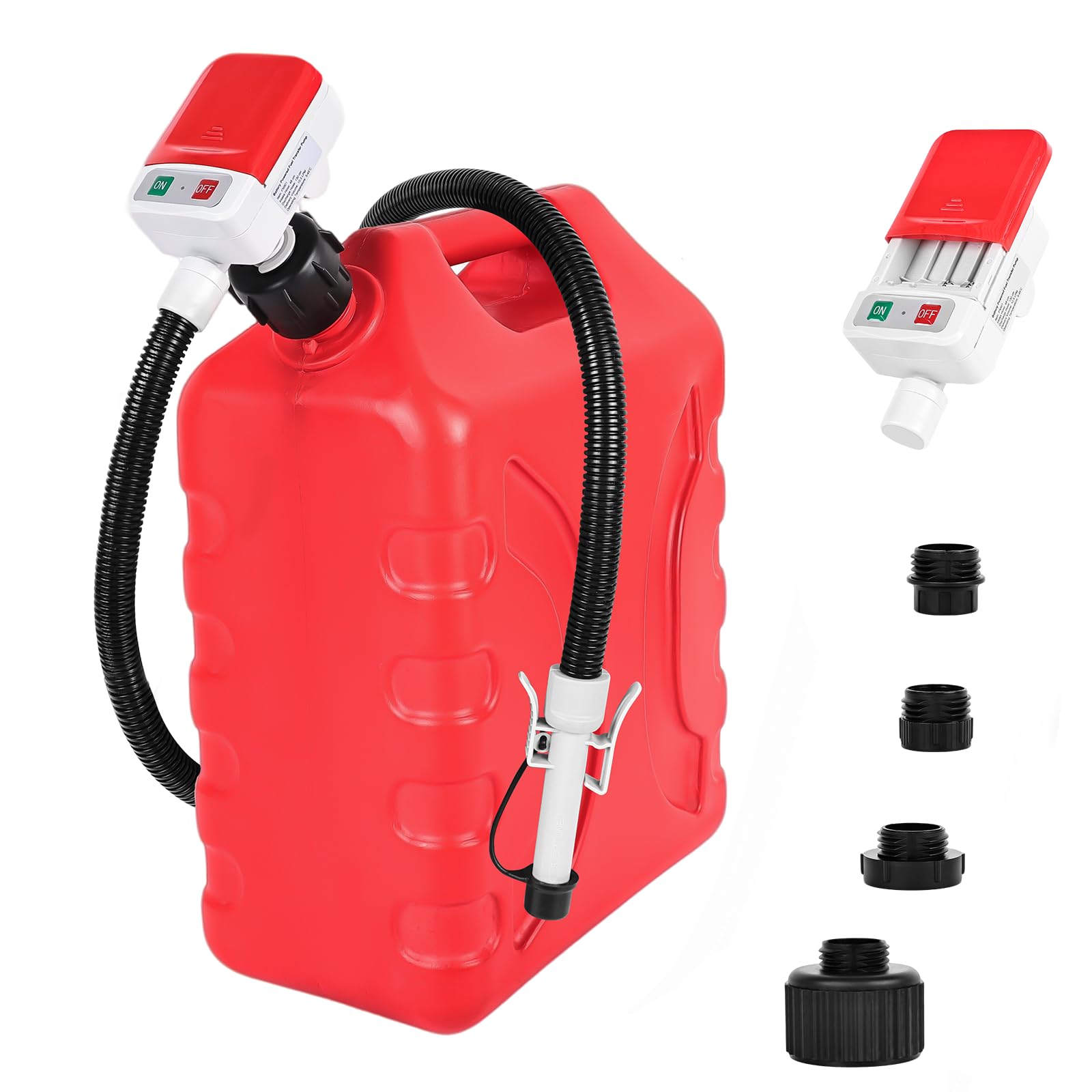 Kraftstoffpumpe Elektrisch, innhom Effiziente und sichere Benzinpumpe Für Kanister Kanisterpumpe mit Überlaufschutzsensor - mit 4 Größenadaptern Schlauch 2.8 GPM für Traktor Generator Rasenmäher