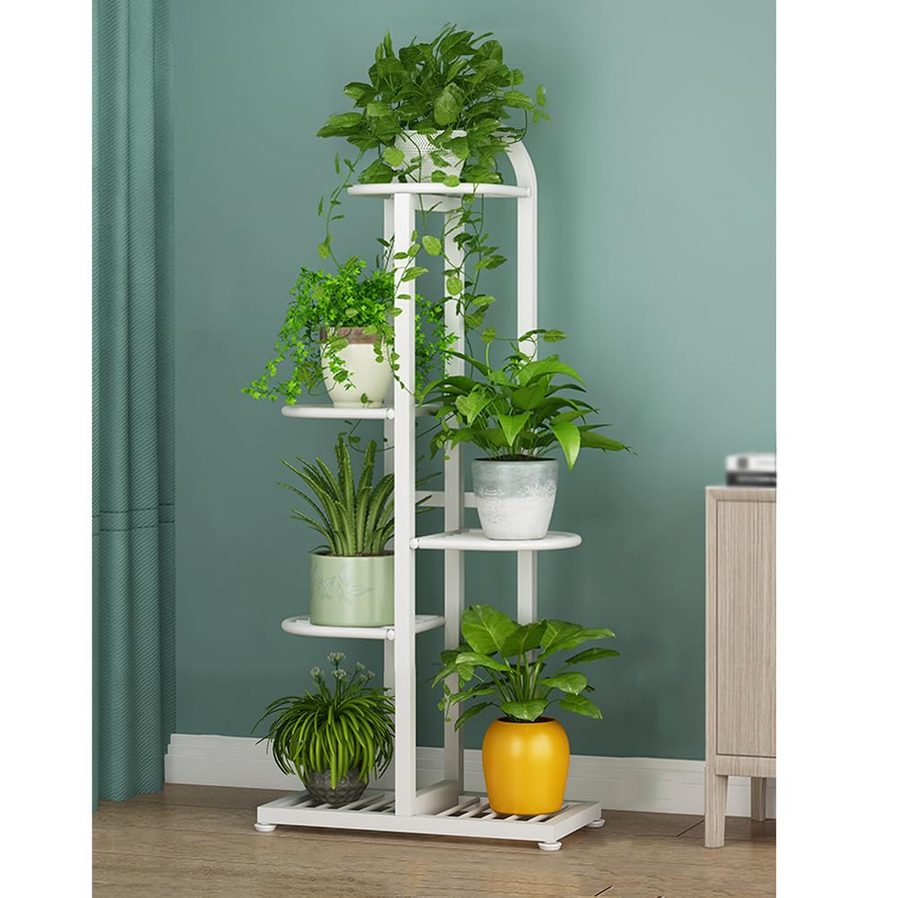 YUANCHUTOP Stylish Metal Plant Stand, Multi-Tiered Flower Shelf, Tall 41" Planter Holder for Indoor/Outdoor Balcony & Garden, Elegant White Display for Living Room