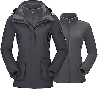 CAMEL CROWN Womens Waterproof Ski Jacket 3-in-1 Windbreaker Winter Coat Fleece Inner for Rain Snow Outdoor Hiking