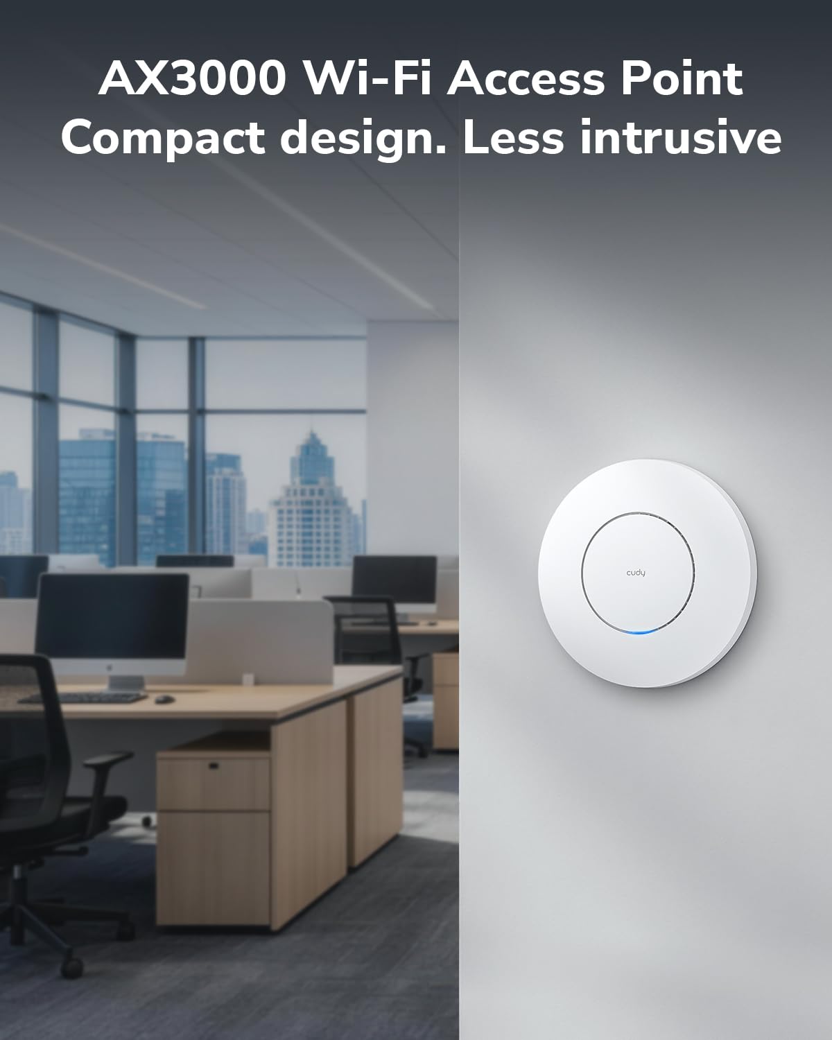 Cudy AX3000 Access Point Wi-Fi 6 PoE Gigabit a Soffitto AP3000S | 2402+574Mbps, 120+ Dispositivi, 1x Porta PoE Gigabit, Captive Portal, Alimentazione Multipla, Multi-SSID