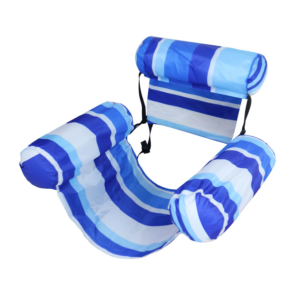 Inflatable Swimming Pool Floating Lounge Chair Tropical Themed Foldable Air Mattress With Backrest Suitable For Beach Vacations And Swimming Pools (Blue)
