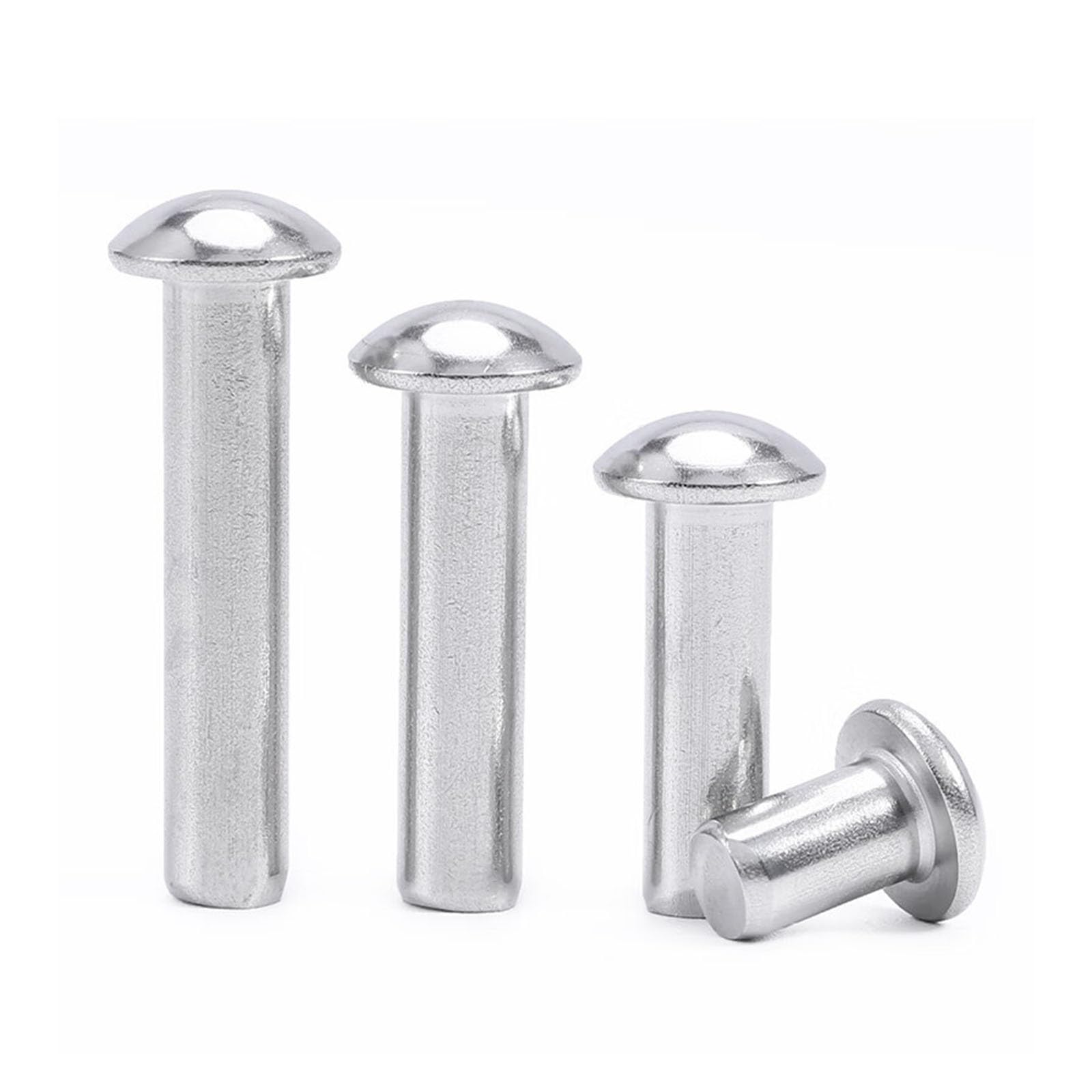 100 Pièces Rivets Massifs M3X45mm, Acier Inox Rivets Solides Tête Bombée