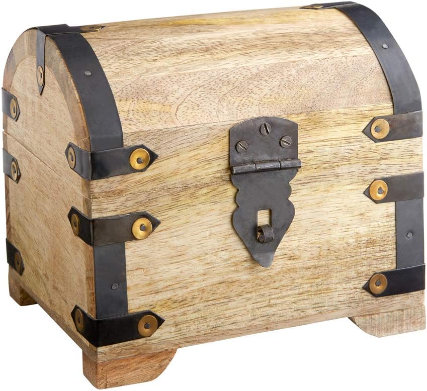 Small Wooden Chest /Wooden Box For Use As A Treasure Chest, Jewellery Box, or Piggy Bank, Dark or Light Wood, 10 cm x 7 cm x 9 cm HELL - GROß