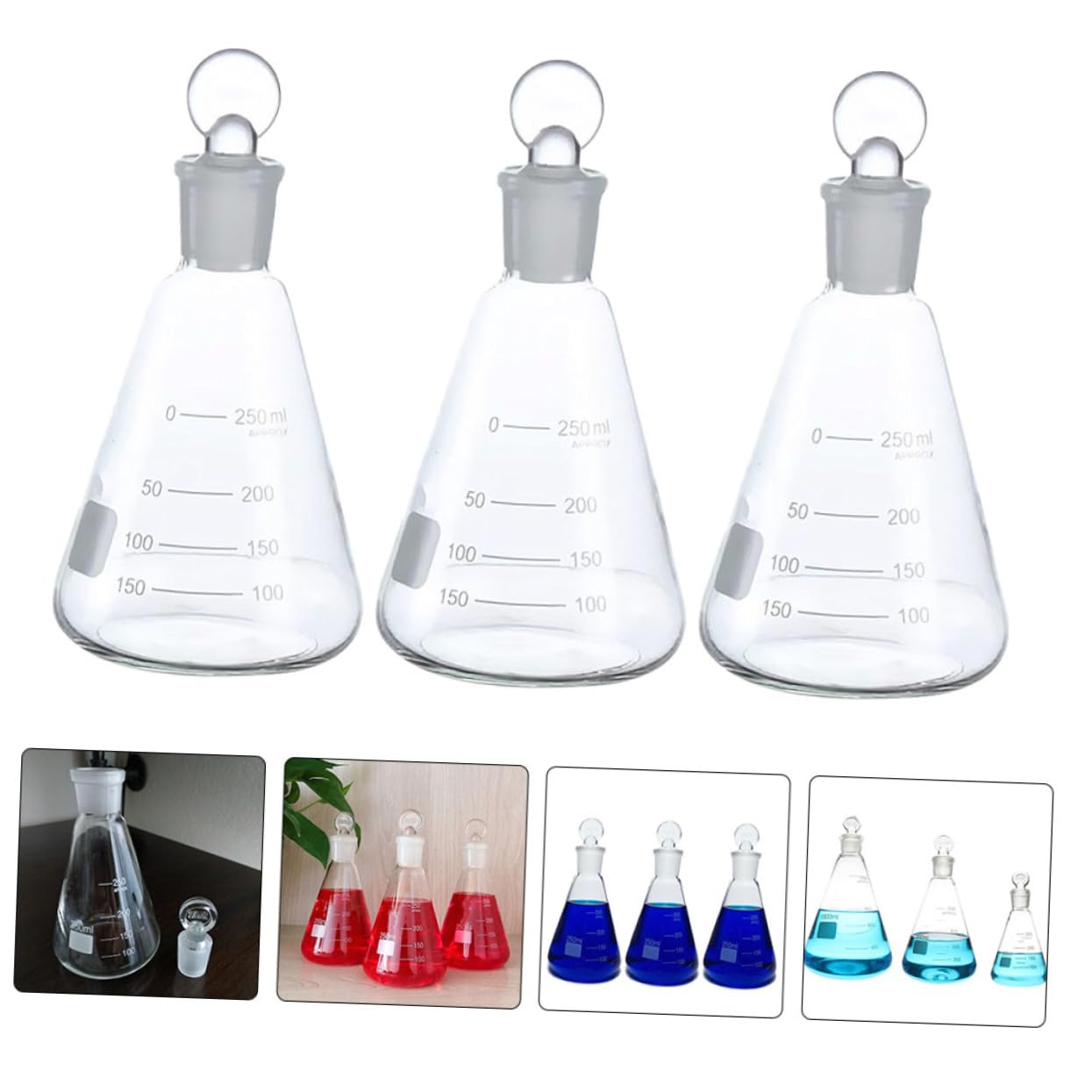3 Uds Matraz Erlenmeyer Matraces Cónicos De Borosilicato Matraz De Laboratorio Matraz Cónico De Laboratorio Matraz Cónico Engrosado Laboratorio De Química Matraces De Ebullición