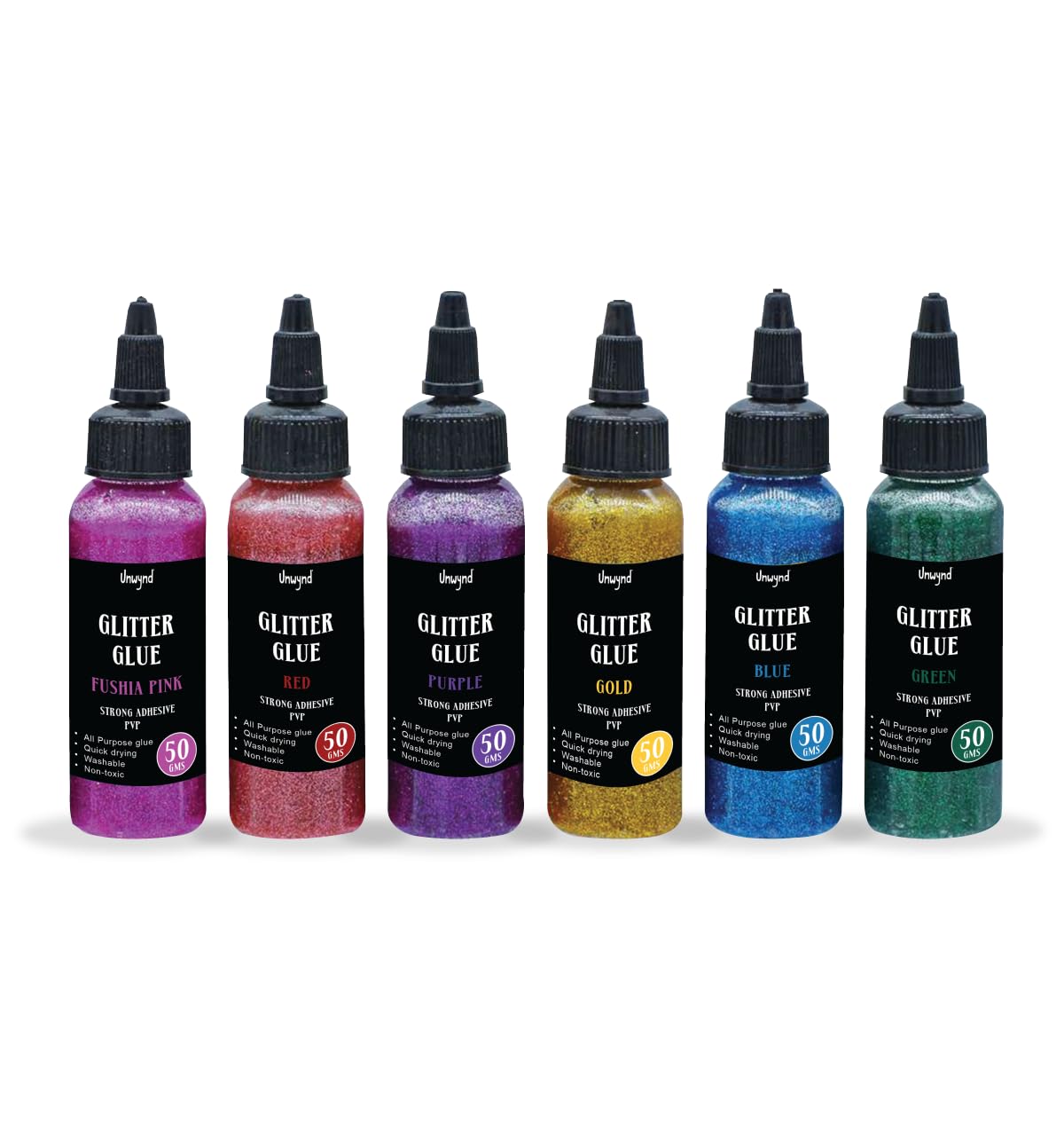 Glitter Glue Set - 6 Colors, Washable Craft Adhesive -9