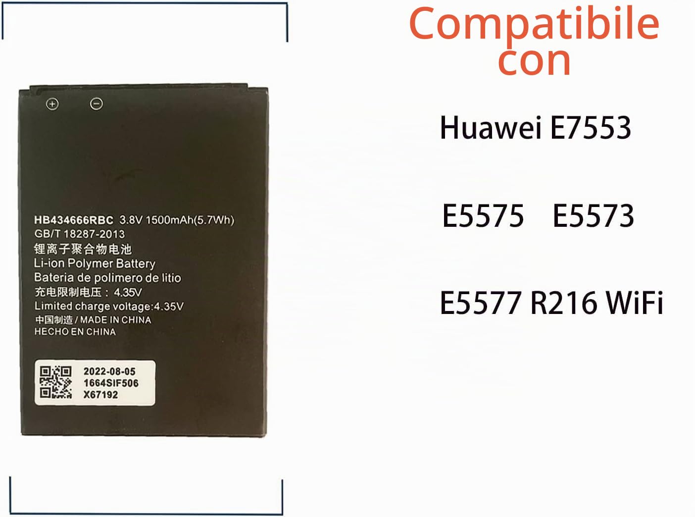 MUKUZI Batteria compatibile con Huawei E7553 E5575 E5573 E5577 R216 WiFi E5576-320 E5783-230a WiFi Mobile Hotspot Wi-Fi (ricambio per HB434666RBC