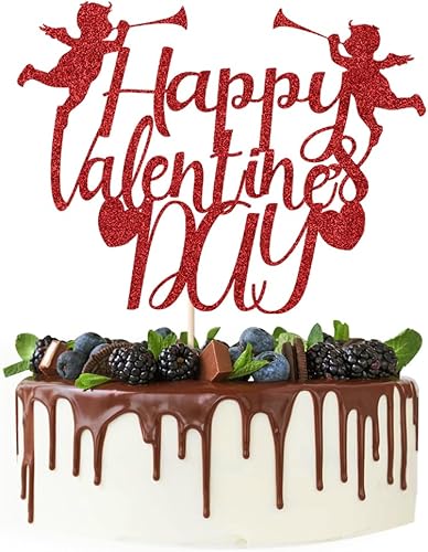 Decoración de pastel con purpurina roja para el día de San Valentín, temática de San Valentín, fiesta de cumpleaños, suministros de decoración de