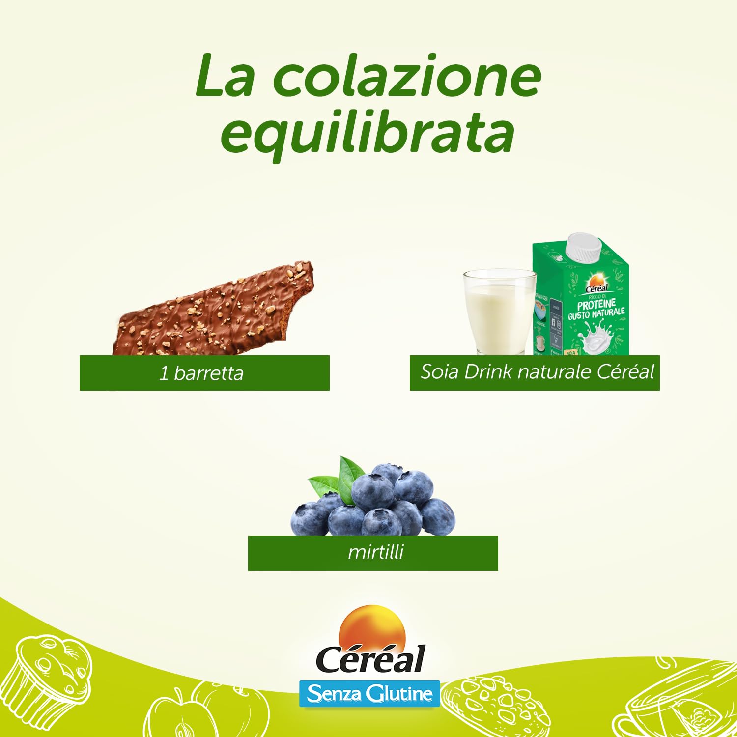 Céréal Nocciolato, Barrette senza Glutine con Cereali e Cioccolato, Snack Gustoso e Ricco di Fibre con solo 90 calorie per Biscotto, Pack di 8 confezioni da 5 barrette (8 x 5, 90 gr)