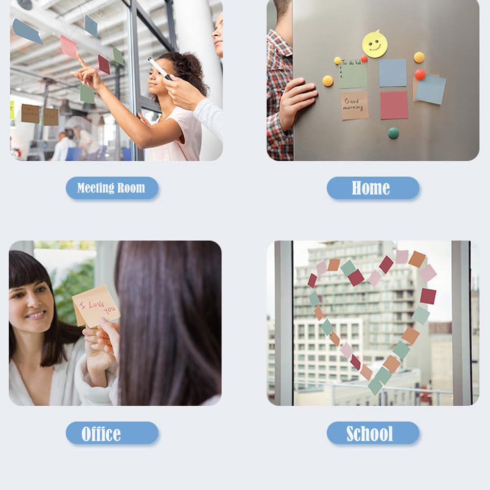 54 Blocs de Notes Autocollantes,76 x 76 mm Sticky Notes,56 Feuilles par Bloc,12 Couleurs Vives, Notes Adhésives Amovibles pour le Bureau, les Études, la Planification et la Maison (54 blocs-76X76MM)