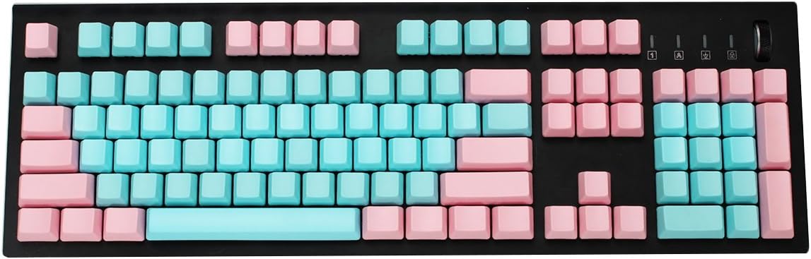 Keycaps for Mechanical Keyboard Blue-Pink Mix Thick PBT OEM Profile with ANSI or ISO Layout Option 61Keys 87Keys 104Keys (61-Key)