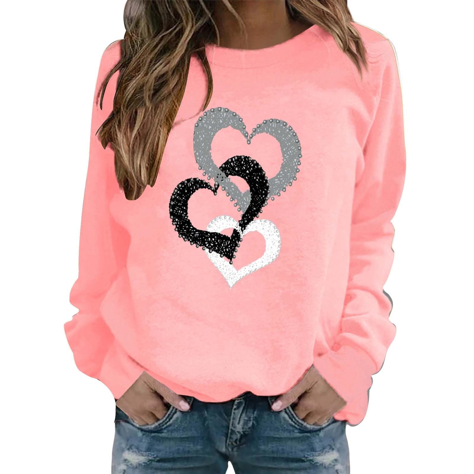 Uwdiohq Tops y suéteres con Estampado de Amor Informal para el día de San Valentín con Cuello a la para Mujer Ropa Deporte Mujer Sudaderas Corta Mujer Sudaderas Lisas Mujer Sin Capucha
