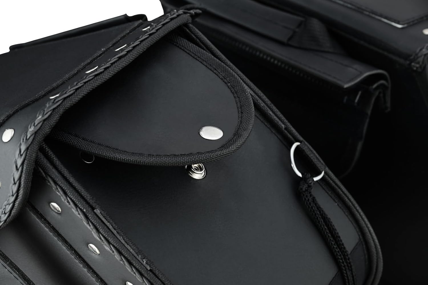 Vance Leather Heritage Studded Motorcycle Saddlebags 18L Water-Resistant PVC Reinforced Compatible with Sportster Dyna Softail Touring Models Vstar Shadow Wide Glide (Heritage, Studded)