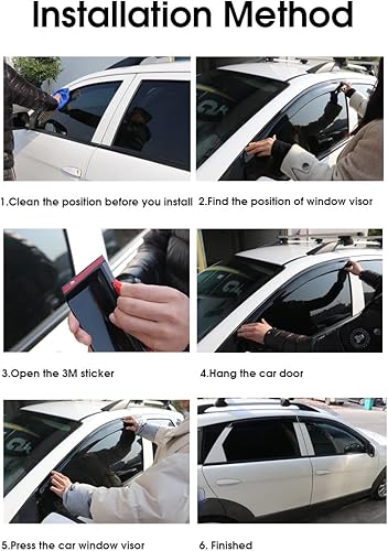 Miniatura 7 de MUCO Protectores de lluvia para ventana lateral, deflectores de 4 piezas para 2013-2018 N-issan Altima Sun Rain Guard Protectores de lluvia, viseras