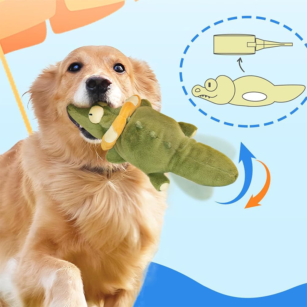 The Dog - Calming Crocodile, Interactive Plush Dog Toy with Automatic Tail-Wagging to Keep Them Busy, Soft & Washable Sicher Kauspielzeug FüR Hunde Und Katzen (Fuchs,2PCS)