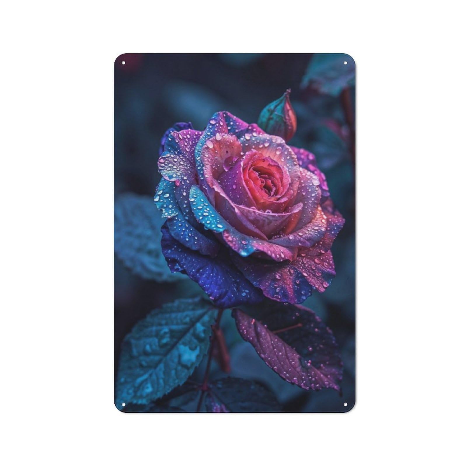 Junmoney Rose Neon Retro Metal Wall Sign 30X20cm With For Garage Wall, A Decorative Metal Sign For Garages And Workshops