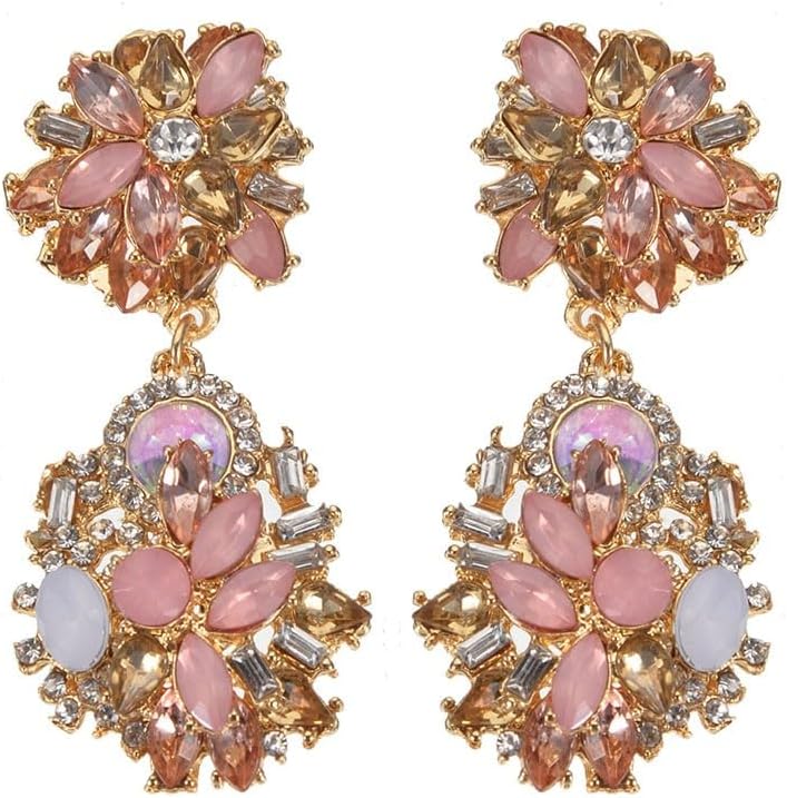 Vintage Crystal Rhinestone Statement Choker Bib Statement Necklace Earring Fashion Costume Jewelry Set for Women - Image 4