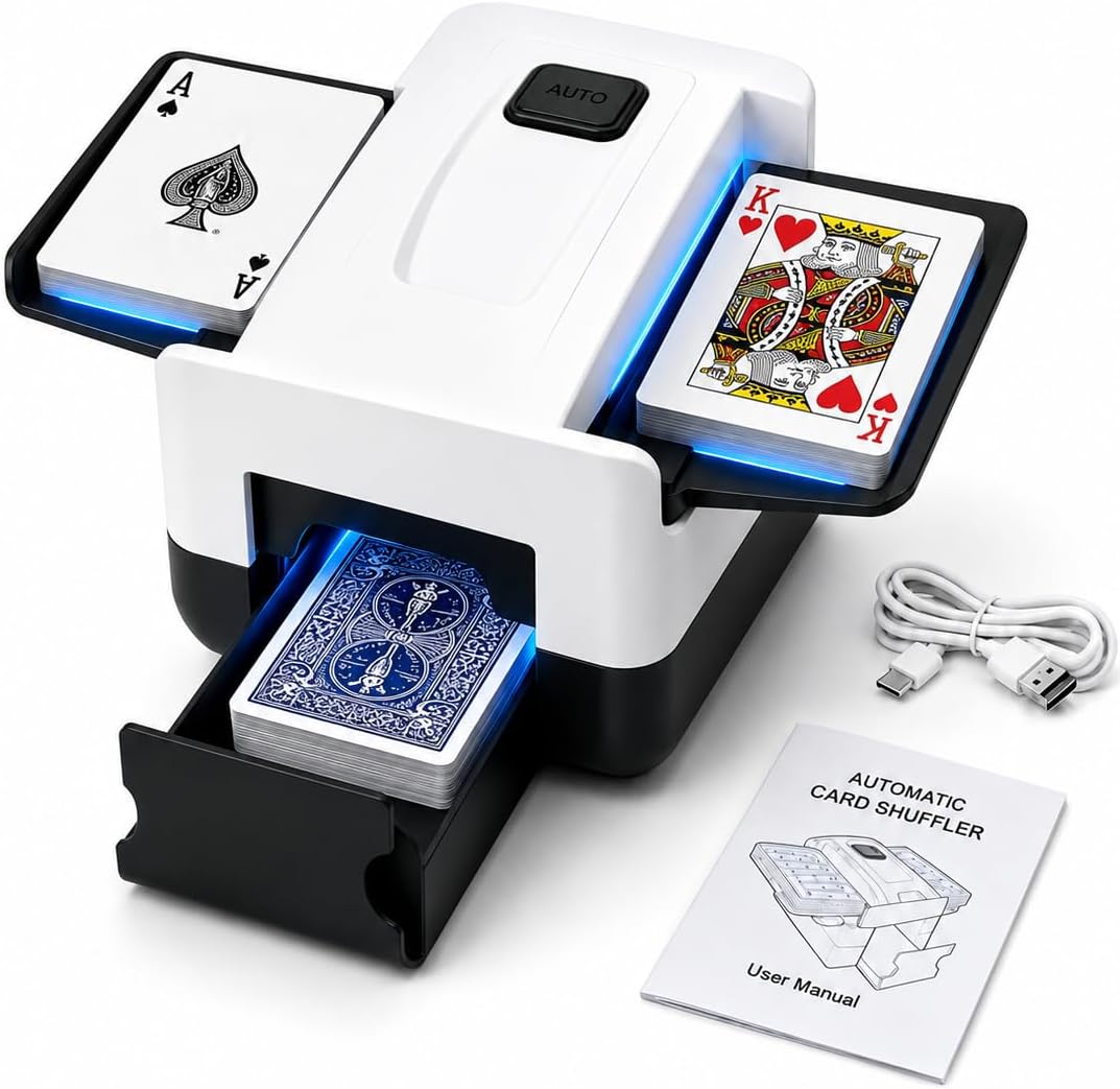 Automatic Card Shuffler for Poker, USB-C Rechargeable,2 Decks