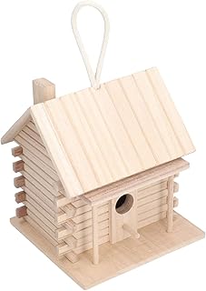 Log Cabin Birdhouse, Wood Bird House Unique Safe Hiding Place Durable Non Irritating Environmentally Friendly for Outdoor Decor for Interior House Decor