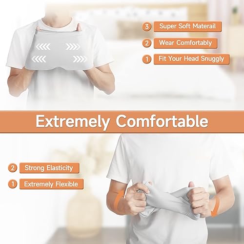 Miniatura 4 de Sombrero para aliviar el dolor de cabeza, envoltura de cabeza de hielo para migrañas, bolsas de hielo para lesiones, gorra reutilizable para alivio