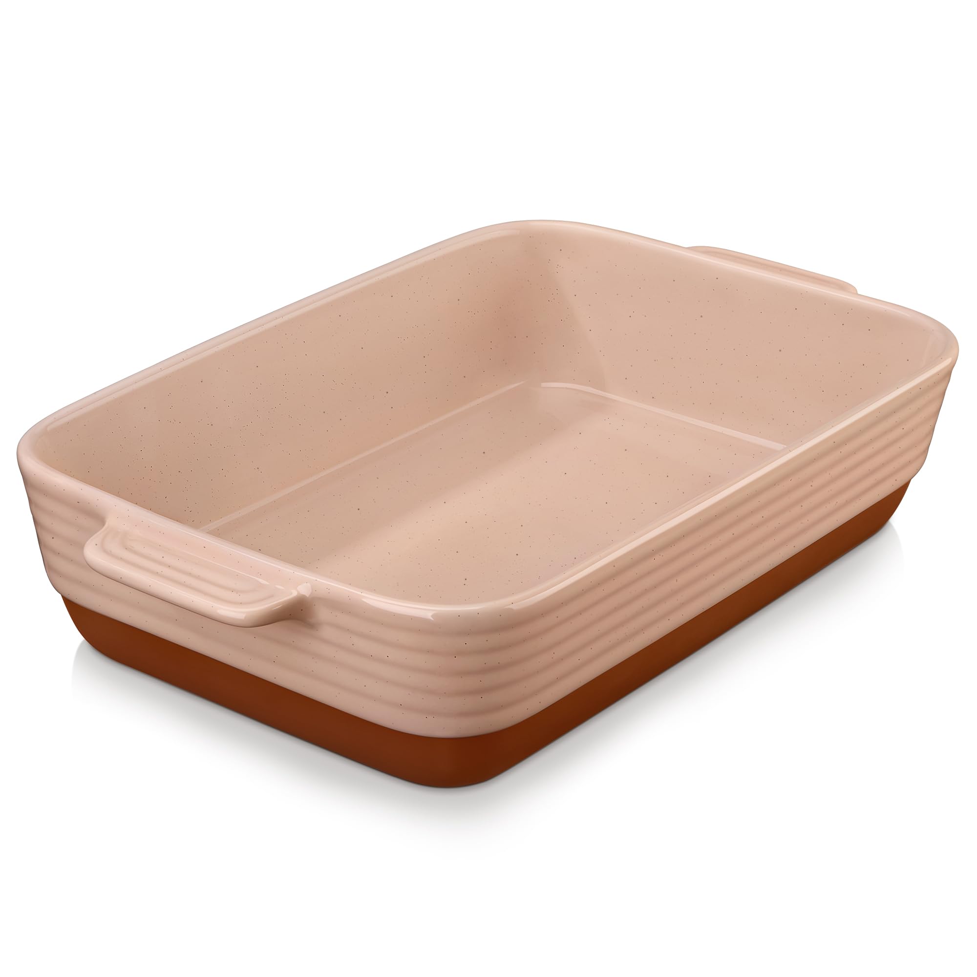 4.5L Ceramic Oven Dish with Handles, 9 x 13 Inches Pink Baking Dish Casserole Dishes, Deep Rectangular Lasagne Dishes Bakeware for Roasting, Series TARA
