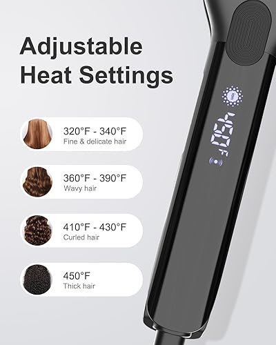 Miniatura 6 de Plancha para el cabello, plancha plana de 1.75 pulgadas con tecnología infrarroja e iónica, placa de titanio con revestimiento de cerámica, alisador
