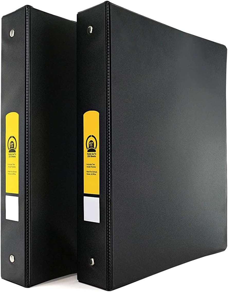 Emraw Super 1 Inch 3-Ring Binder with 2 Side Pockets for Papers and Dividers - Available in Burgundy - Great for School, Home, & Office (2-Pack)