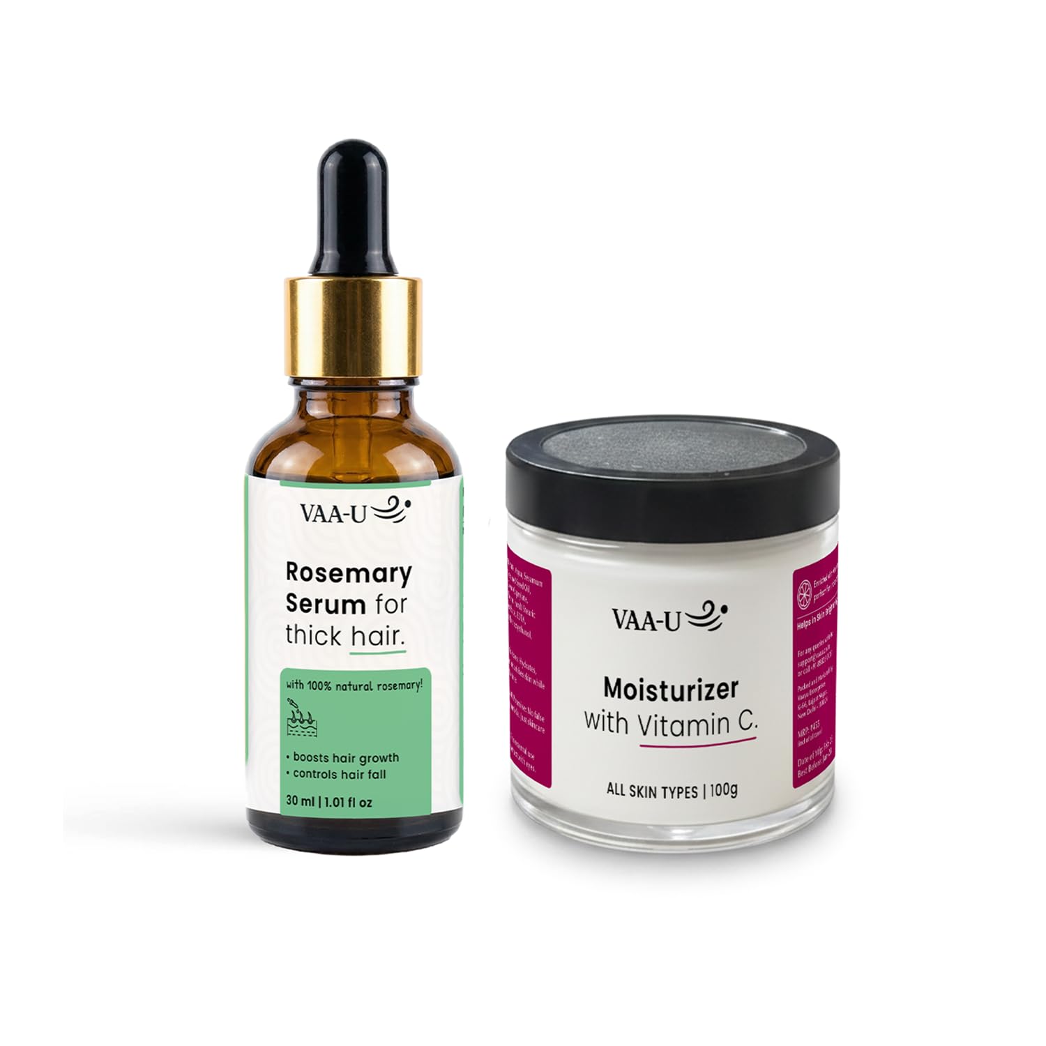 Vitamin C Face Moisturizer 100g & Rosemary Hair Serum 30ml Combo | Oil Free Formula | Lightweight Texture | Fast Absorbing | Skin & Hair Care | Daily Use | Combo Pack-image-32