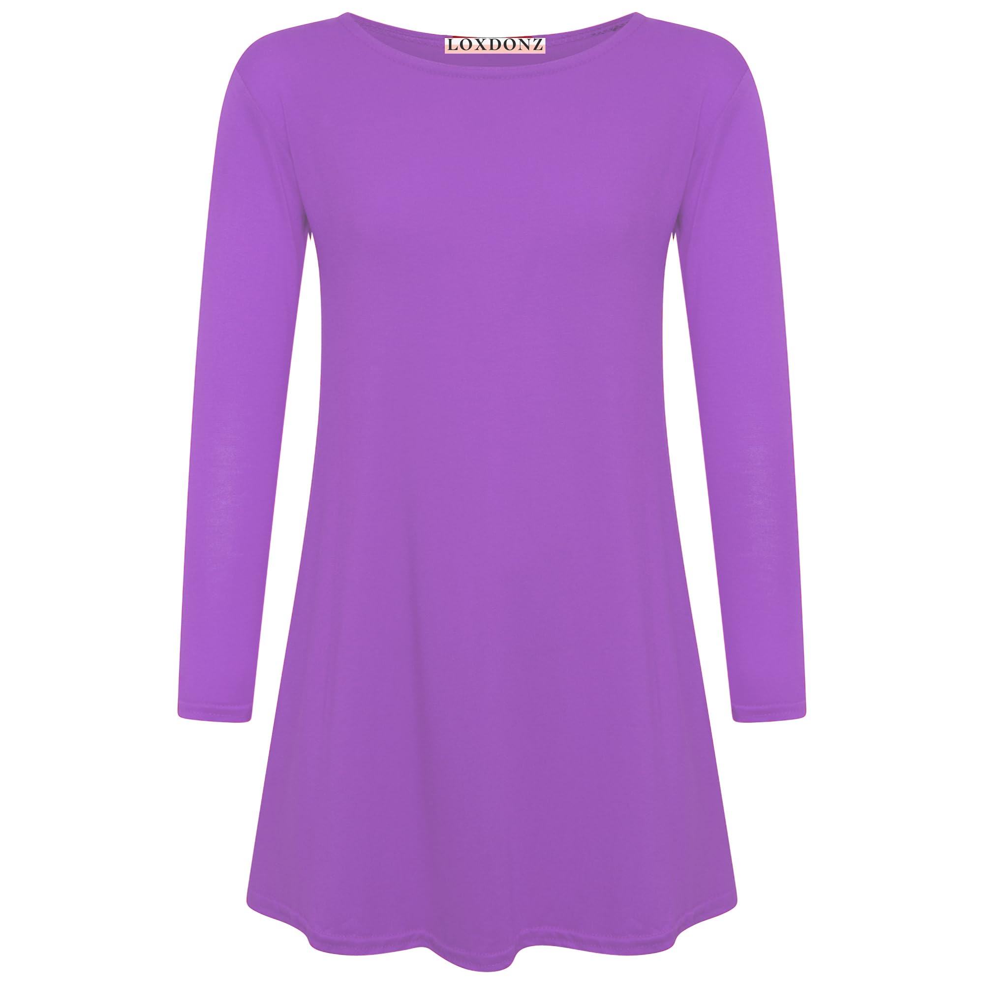 LoxdonzGirls Long Sleeve Skater Dress Swing Flared Casual Dress for 4-13 Years Kids