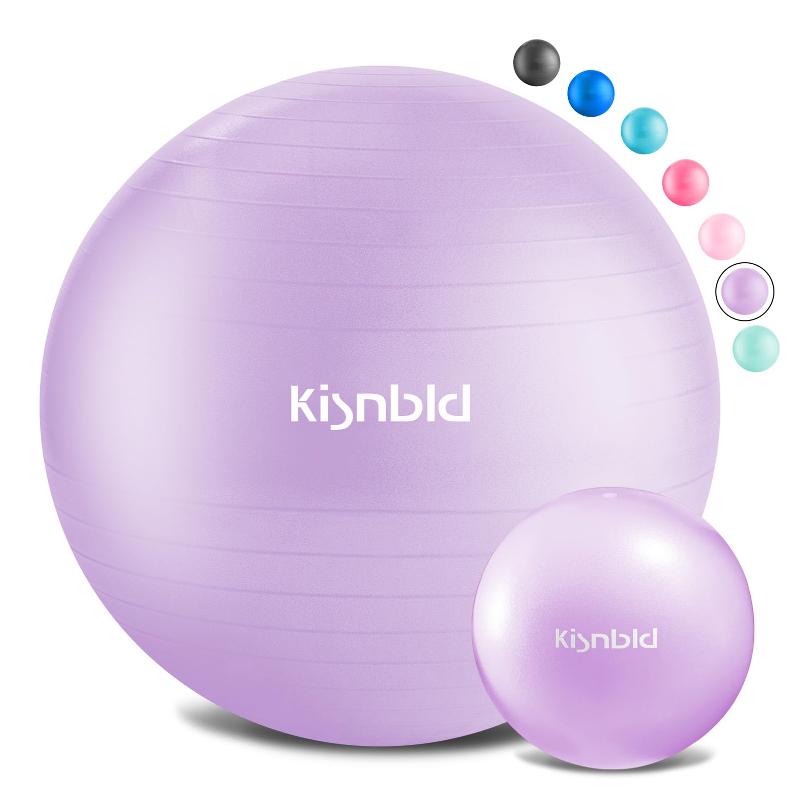 kisnbld Exercise Ball, Extra Thick Yoga Ball for Workout Pregnancy Stability, 4 Sizes Anti-Burst Balance Ball with Foot Pump - Heavy Duty Fitness Ball