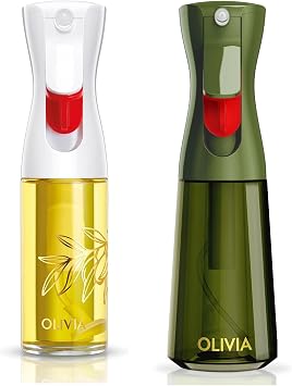 FLAIROSOL OLIVIA Oil Sprayer for Cooking, 130ML & 200ML Glass Oil Sprayer - Clear Bottle and Green Bottle