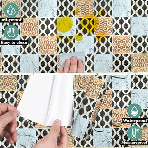 Image of SARVATRAY Self-Adhesive Wallpaper, Kitchen Oil Proof Heat Resistant Stickers, Vinyl Sheet for Wall 2 X 6.5 SQ FT (2 M New Mosaic Multi WS)