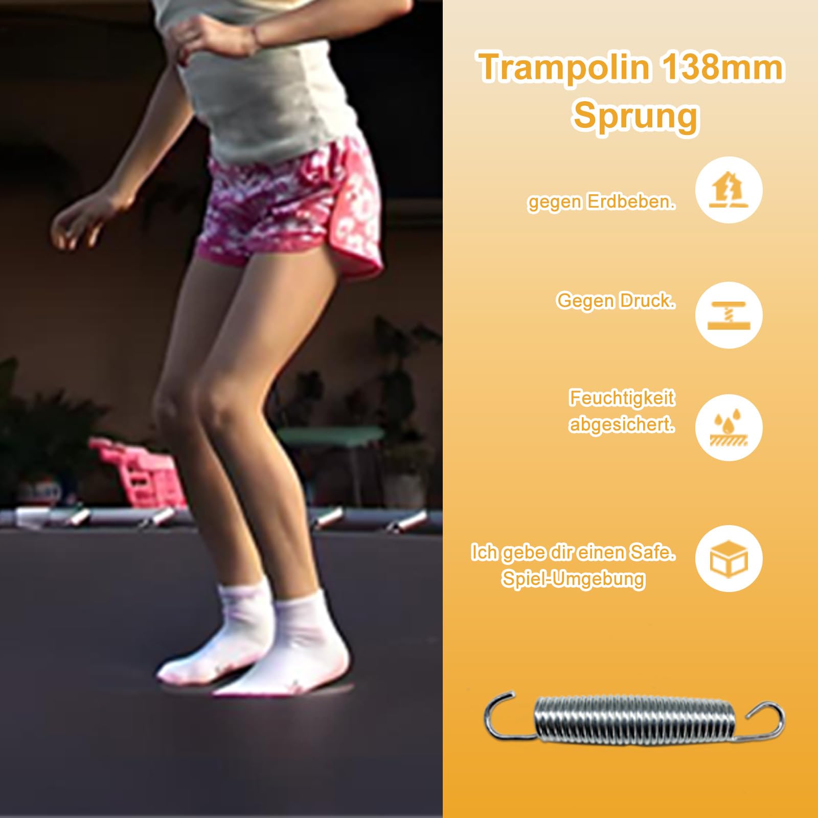 50 molle di ricambio per trampolino da 138 mm/165 mm/178 mm, molle in acciaio, molle di tensione, 50 pezzi, molle di ricambio per trampolino per saltare trampolino da giardino, con ganci a T