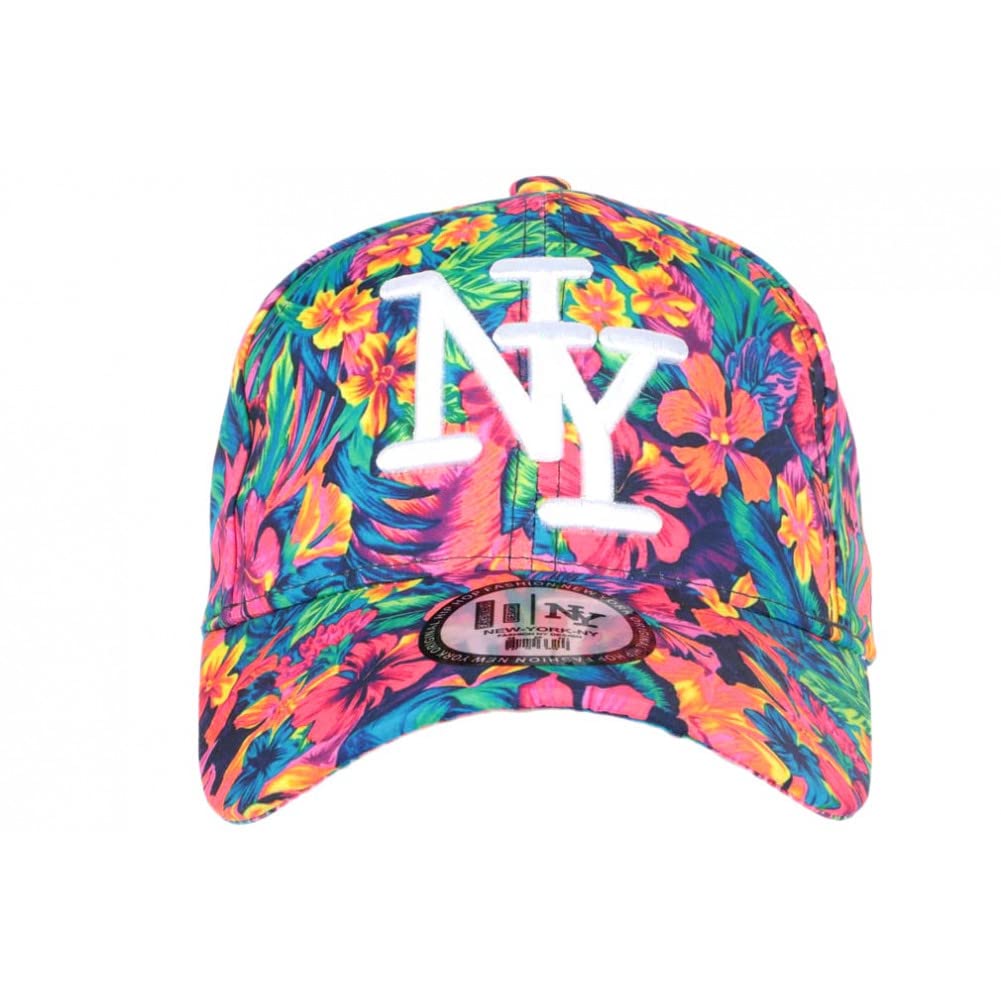Hip Hop Honour Casquette NY Orange et Bleue Florale Fantaisie Baseball Phuket